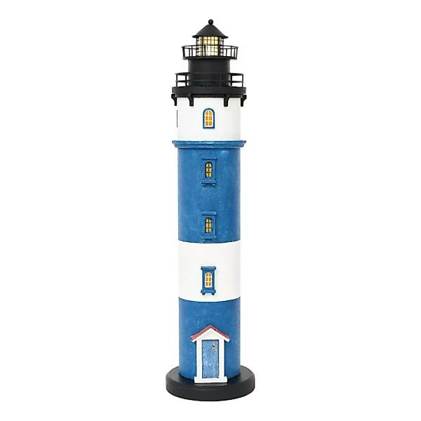 Leuchtturm LED Metall blau-weiß, Höhe 65 cm günstig online kaufen