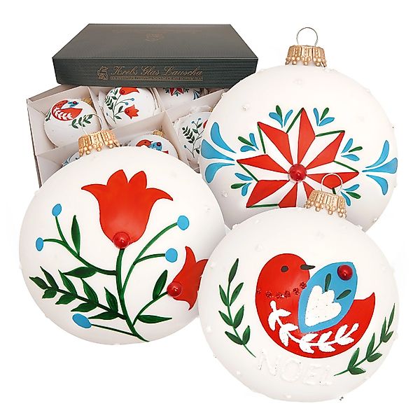 Krebs Glas Lauscha Weihnachtskugeln Gartenparadies Weiß 8cm günstig online kaufen