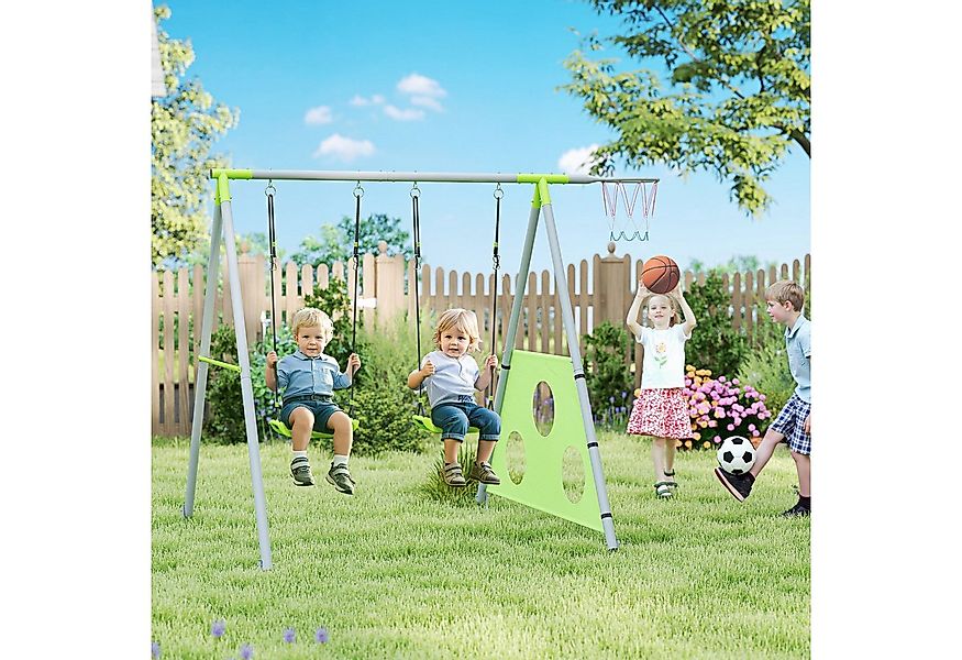 AIYAPLAY Schaukelgestell 3 in 1 mit Schaukel, Basketballkorb, Fußballtor, ( günstig online kaufen