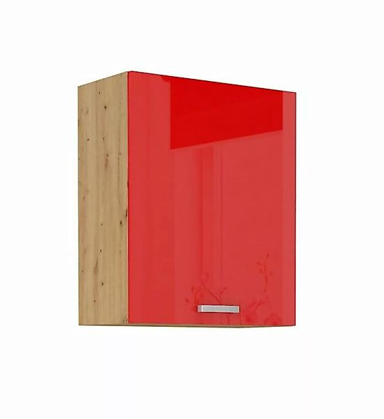 Küchen-Preisbombe Hängeschrank 60 cm Eiche Artisan + Rot Hochglanz Küchenze günstig online kaufen