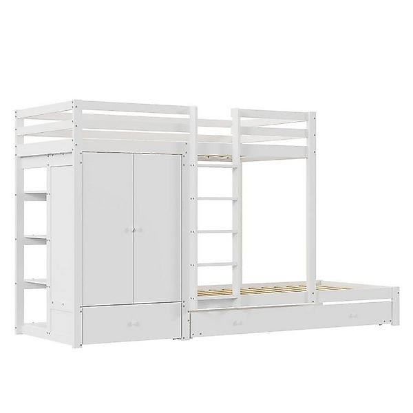 Rutaqian Etagenbett Kinderbett 90×200cm, mit Lattenrost, Ausziehbett, multi günstig online kaufen