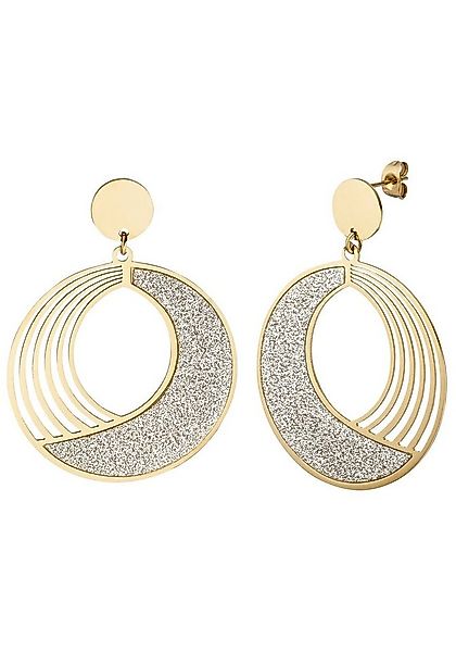 JOBO Paar Ohrhänger, rund Edelstahl goldfarben günstig online kaufen