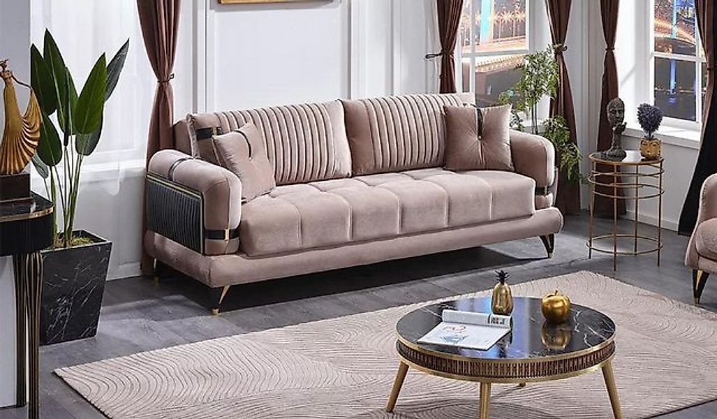 JVmoebel 3-Sitzer Beige Textil Sofa 3 Sitzer Moderne Wohnzimmer Luxus Polst günstig online kaufen