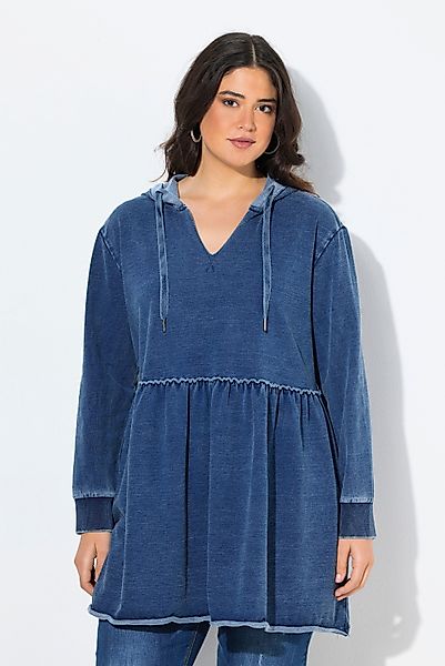 Ulla Popken Sweatshirt Long-Hoodie A-Linie offenkantig günstig online kaufen