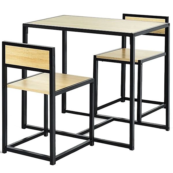 Costway Bartisch Set 3-Teilig Metallgestell Natur günstig online kaufen