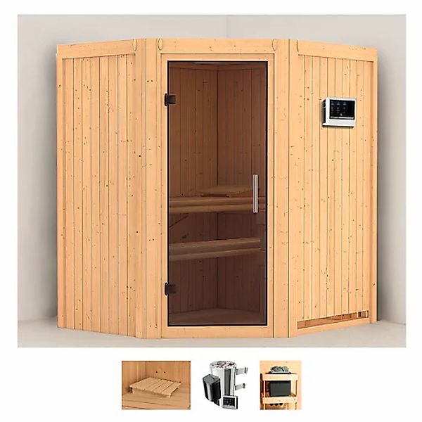 Karibu Sauna »Tomke« Set, 3,6-kW-Plug & Play Ofen mit externer Steuerung günstig online kaufen