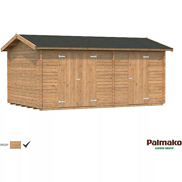Palmako Jari Holz-Gartenhaus Braun Satteldach Tauchgrundiert 520 cm x 300 c günstig online kaufen