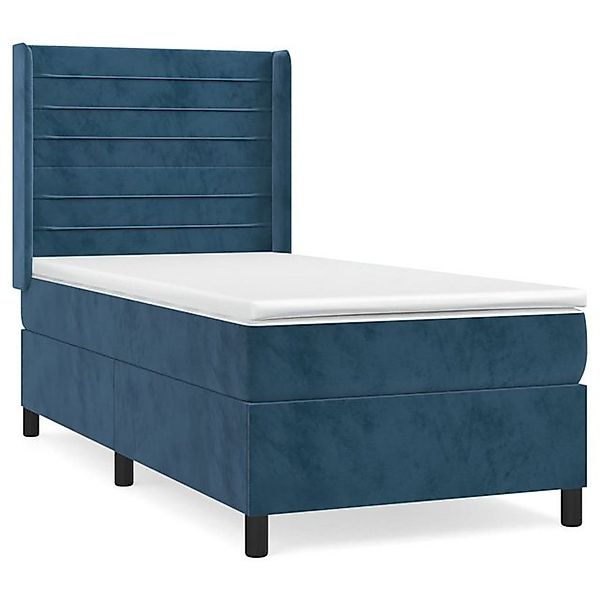 vidaXL Boxspringbett, Boxbett mit Matratze Dunkelblau 90x200 cm Samt günstig online kaufen