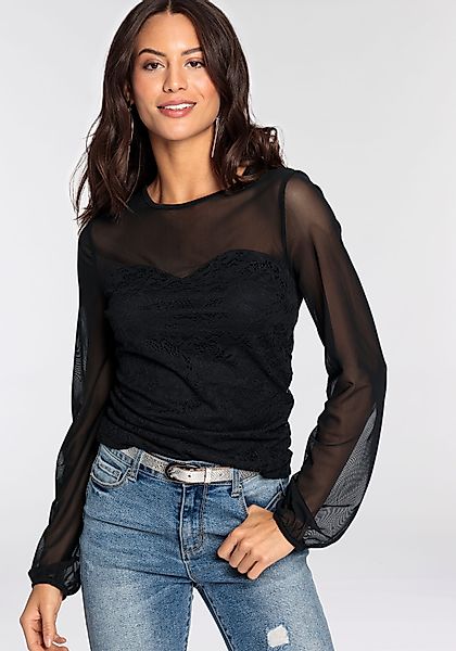 Melrose Langarmshirt taillierte Passform, aus Netzstoff, günstig online kaufen