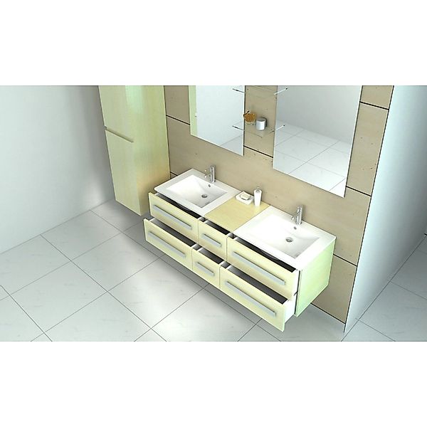 Jet-Line Badset Zürich II 150 cm in Holzoptik Oak mit Spiegel günstig online kaufen