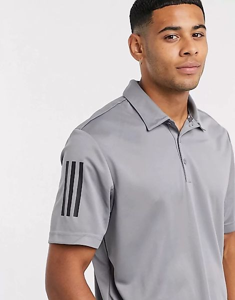 adidas Golf – Polohemd mit den drei Streifen in Grau günstig online kaufen
