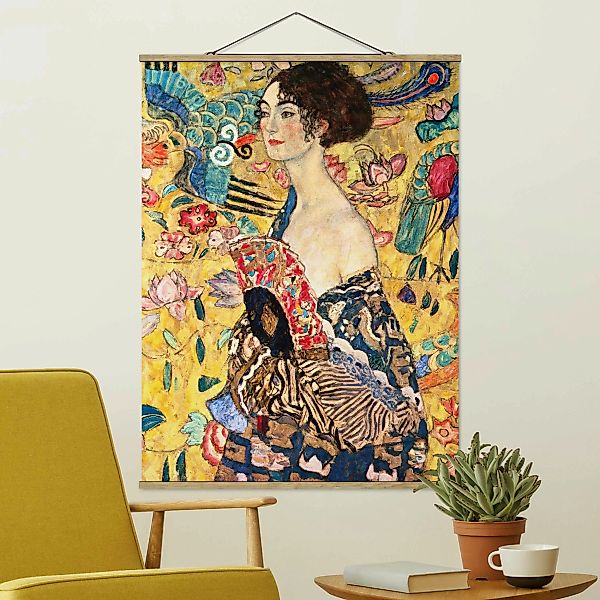 home24 Stoffbild Gustav Klimt Dame mit Fächer günstig online kaufen