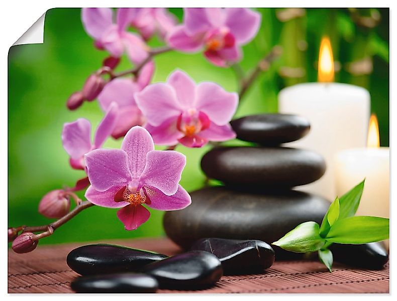 Artland "Zen Basaltsteine und Bambus auf Holz" Zen 1 Stk. tlg. als Leinwand günstig online kaufen