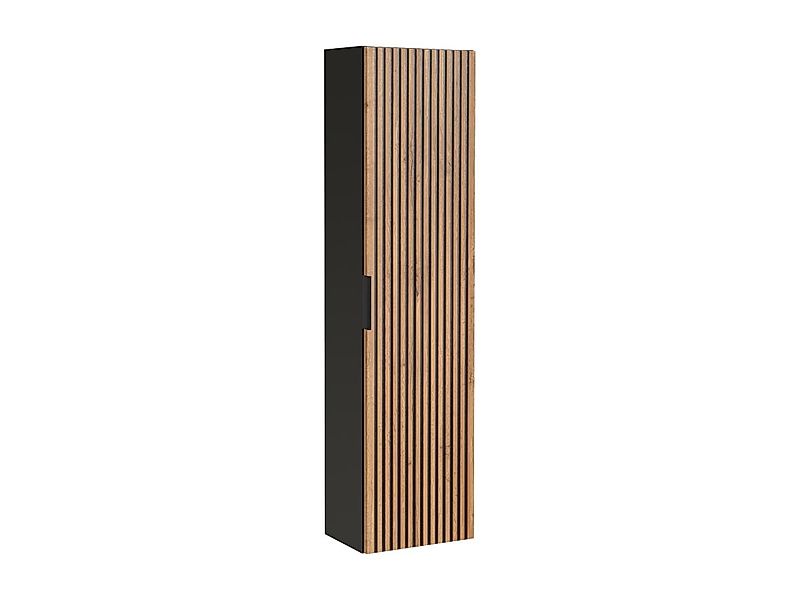 Badhochschrank hängend - Holzfarben hell & Schwarz - 140 cm - MADELA günstig online kaufen