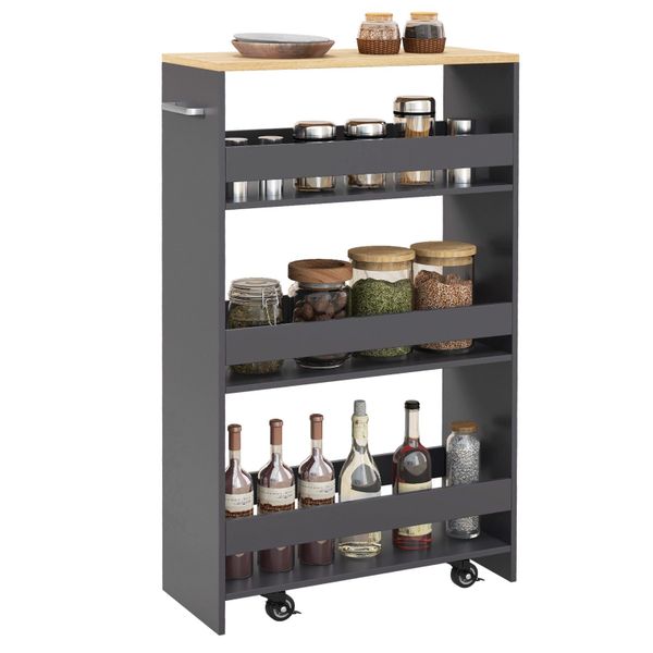 KOMFOTTEU Küchenwagen, Rollwagen Nischenregal mit 4 günstig online kaufen