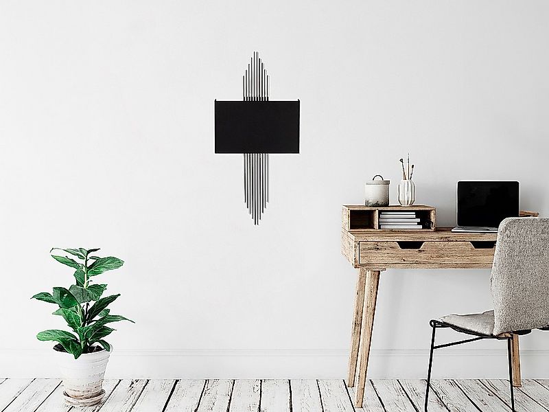 Art-Déco-Wandleuchte - Metall - Schwarz & Silberfarben - 22 x 75 cm - SANGA günstig online kaufen
