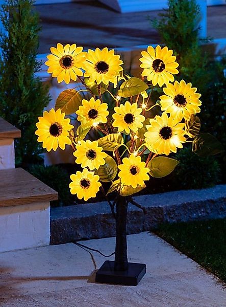 Spetebo LED Dekolicht LED Solar Baum mit Sonnenblumen - 60 cm, An / Aus, LE günstig online kaufen