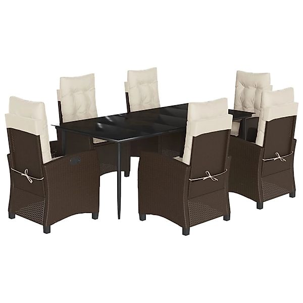 vidaXL 7-Tlg Garten-Essgruppe mit Kissen Braun Poly Rattan 3212769 günstig online kaufen