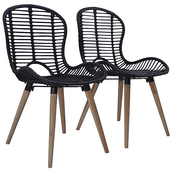 vidaXL Esszimmerstühle 2 Stk Schwarz Natur Rattan 246807 günstig online kaufen
