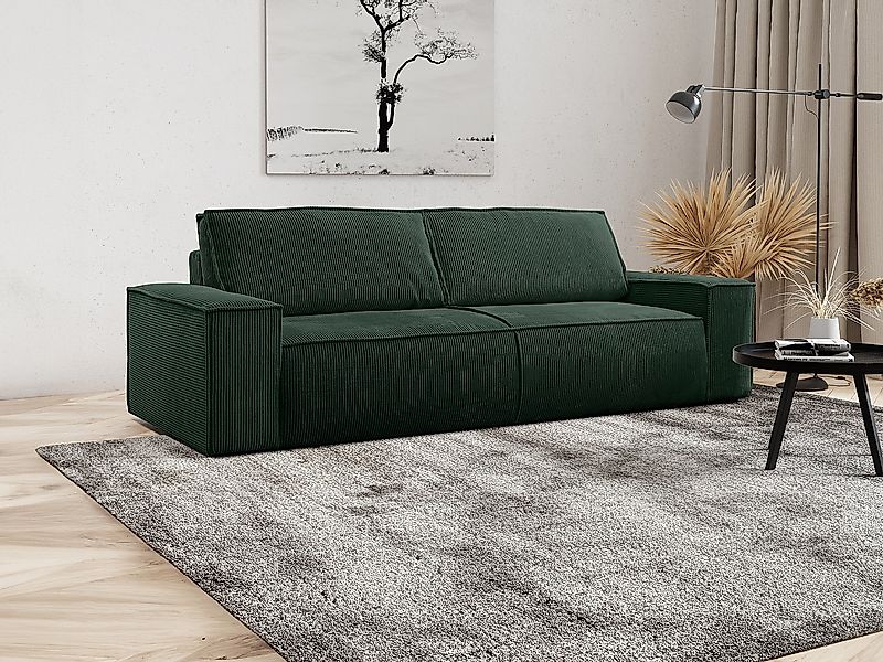 Schlafsofa 4-Sitzer - Cord - Tannengrün - AMELIA günstig online kaufen