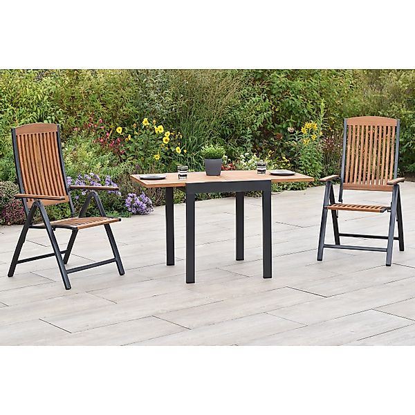Merxx Athos Set 3-tlg. 2 Klappsessel Balkon-Tisch Ausziehbar 65 (130) x 65 günstig online kaufen