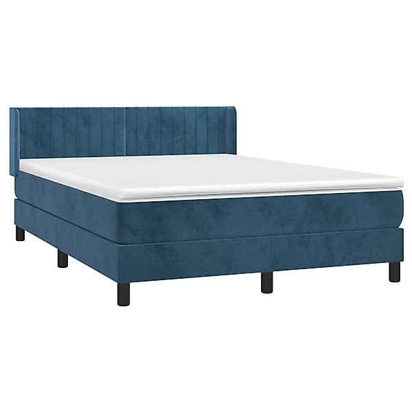 vidaXL Boxspringbett mit Matratze Dunkelblau 140x190 cm Samt 3131079 günstig online kaufen