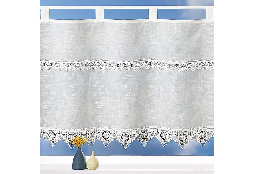 heimtexland Scheibengardine Landhaus Gardine Leinen Optik natur Kurzstore ( günstig online kaufen