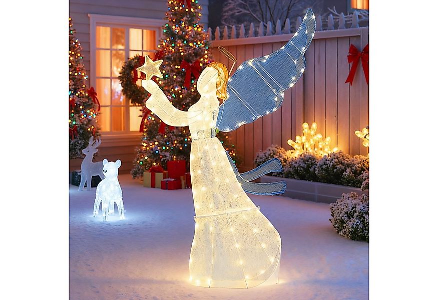 COSTWAY Weihnachtsfigur (1 St), LED Weihnachtsdeko, 3D Engel, mit Flügeln, günstig online kaufen
