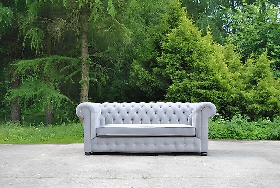 Xlmoebel Sofa Neu Chesterfield 3-Sitzer Polstercouch in grauem Samt, Herges günstig online kaufen