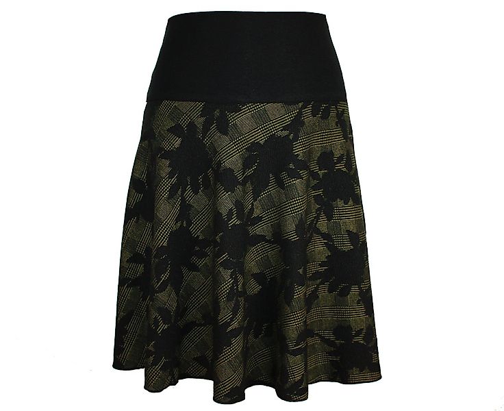 dunkle design A-Linien-Rock Schwarz Weiß Grau Grün 57cm Jacquard Strick ela günstig online kaufen