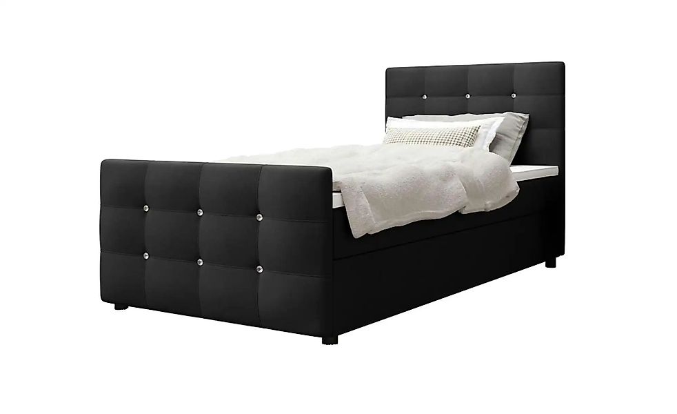 Boxbett mit Stauraum  Matratze H3 und Topper Kleo ¦ schwarz ¦ Maße (cm): B: günstig online kaufen
