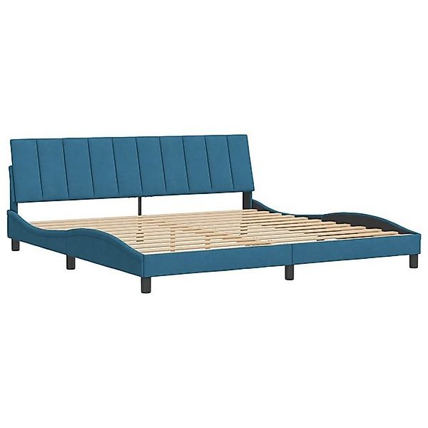 furnicato Bettgestell ohne Matratze "Hanko" Blau 200x200 cm Samt (1-tlg) günstig online kaufen
