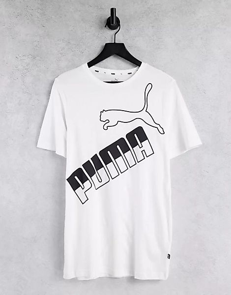 Puma Classics – T-Shirt in Weiß mit großem grafischen Logo günstig online kaufen