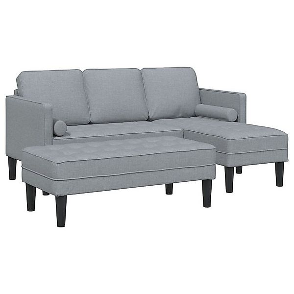 vidaXL Sofa 2-tlg. Sofagarnitur mit Kissen Hellgrau Stoff, 2 Teile günstig online kaufen