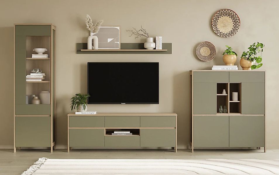 Home affaire Wohnwand "Stranda, moderne Anbauwand, Komplettset im Scandi-St günstig online kaufen