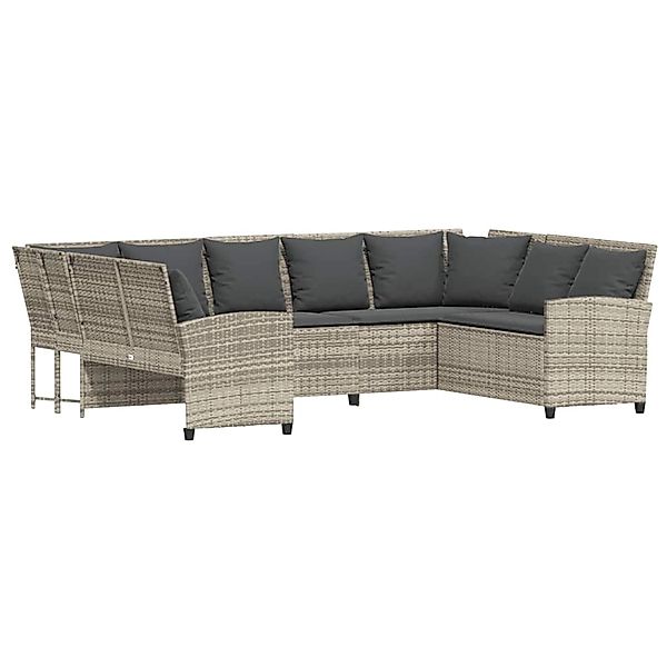 vidaXL Gartensofa mit Kissen Hellgrau Poly Rattan 3365334 günstig online kaufen