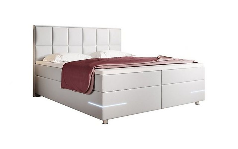 Luxusbetten24 Boxspringbett Milano, mit LED-Beleuchtung und Kunstlederbezug günstig online kaufen