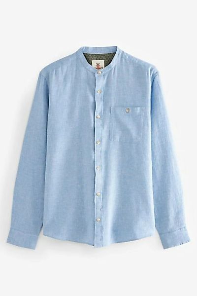 Next Langarmhemd Langarmhemd aus Leinengemisch mit Stehkragen (1-tlg) günstig online kaufen