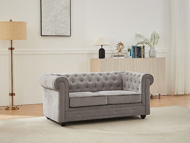 2-Sitzer-Sofa - Stoff - Grau - CHESTERFIELD günstig online kaufen