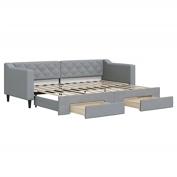 vidaXL Bett, Tagesbett Ausziehbar mit Schubladen Hellgrau 80x200 cm Stoff günstig online kaufen