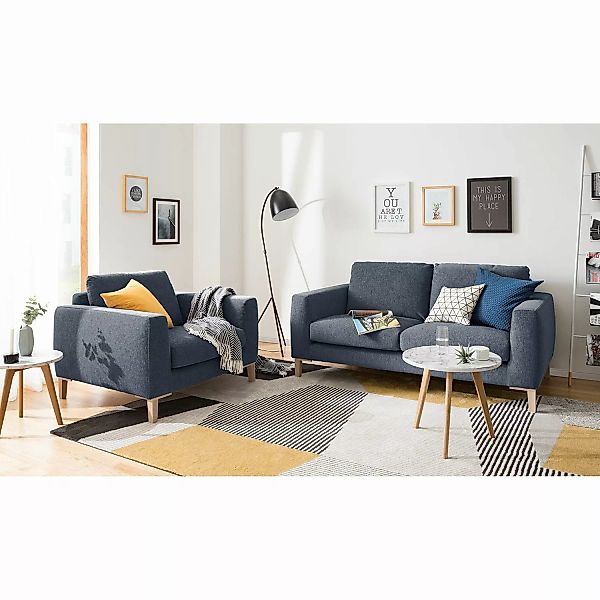 home24 Ars Natura Sofa Berilo 2-Sitzer Graublau Strukturstoff 180x85x102 cm günstig online kaufen