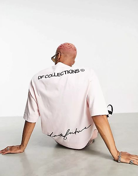 ASOS Dark Future – Schweres Oversize-T-Shirt in Rosa mit Logoprints am Rück günstig online kaufen
