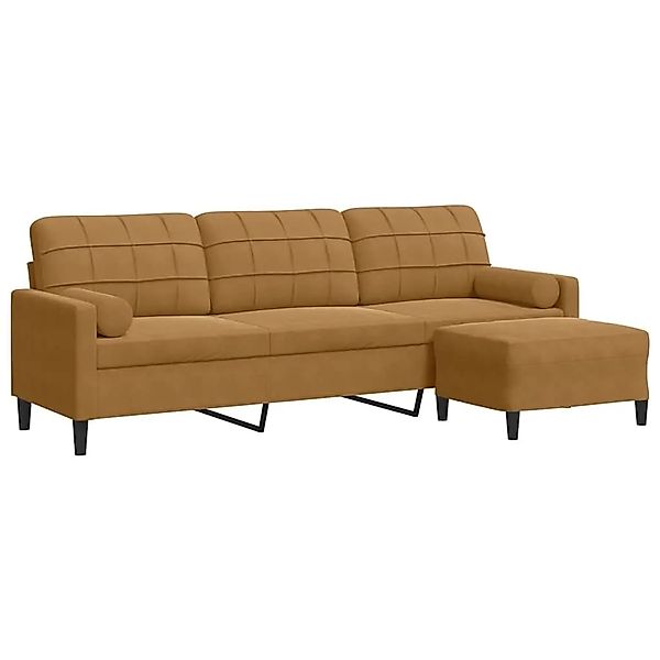 vidaXL 3-Sitzer-Sofa mit Hocker Braun 210 cm Samt 3278284 günstig online kaufen