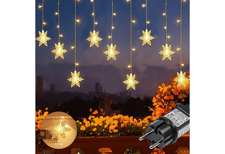 MUPOO Lichtervorhang Warmweiß LED Schneeflocke Lichterkette Fensterdekor 8 günstig online kaufen