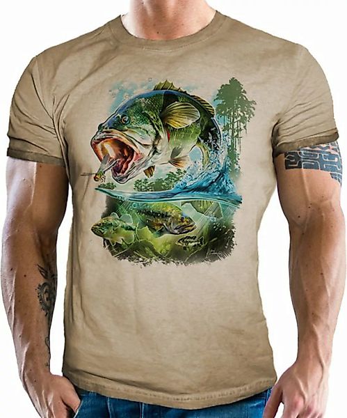 LOBO NEGRO® T-Shirt für Angler und Fischer im angesagten used Look. günstig online kaufen