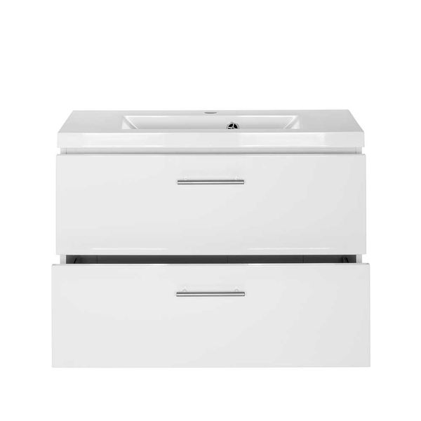 Hochglanz Waschtisch in Weiß zwei Schubladen günstig online kaufen