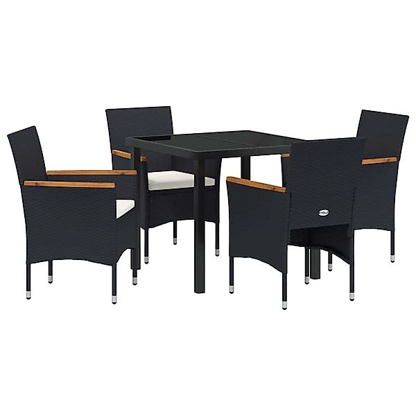 vidaXL Garten Essgruppe mit Kissen 5-Tlg Schwarz Poly Rattan 3379752 günstig online kaufen