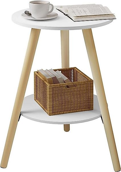 EUGAD Beistelltisch (1-St), rund Nachttisch mit Stauraum & 2 Ablagen günstig online kaufen