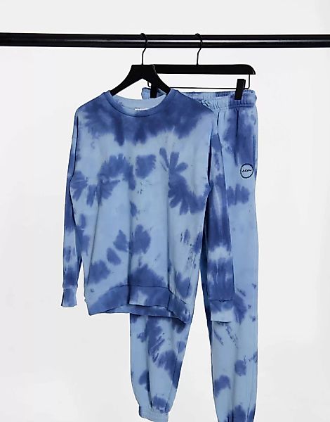 Topshop – Sweatshirt mit Batikmuster in Blau günstig online kaufen
