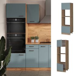 Vicco Mikrowellenumbauschrank R-Line, Blau-Grau/Goldkraft Eiche, 60 günstig online kaufen